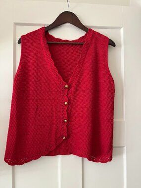 Saodimallsu Womens Sleeveless V Neck Sweater Vest Cropped Button Down Casual Loo